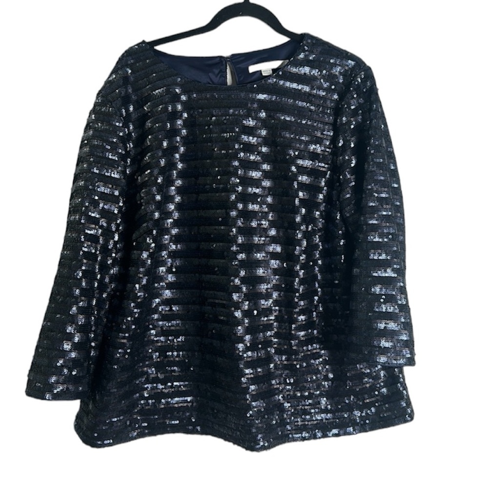 Boden navy blue sequins cocktail party holidays blouse size 18